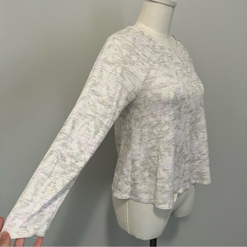Aritzia Wilfred Free Brauw T-Shirt Cream Floral Print 3/4 Sleeve Top - Picture 11 of 16
